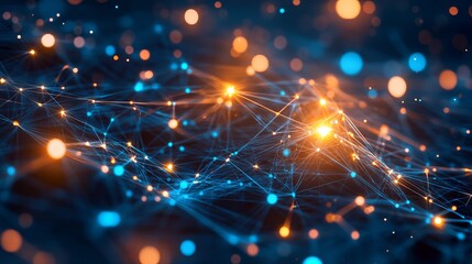 Advanced technology network background illustrating interconnected digital nodes, data transmission lines, futuristic circuitry, and high-tech patterns for modern tech designs and digital projects