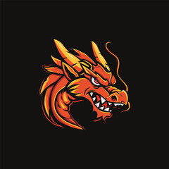 Head dragon logo design template flat vector