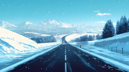 Roads winter Flat illustration