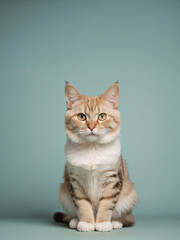 Obraz premium A cat sits against a plain background
