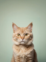 Obraz premium A cat sits against a plain background