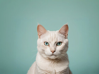 Obraz premium A cat sits against a plain background