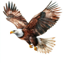Obraz premium majestic eagle in flight, showcasing its powerful wings and striking features. This wildlife illustration captures essence of freedom and grace in nature