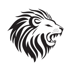 Fototapeta premium Lion-face artwork vector with intricate details and bold lines. furious wild lion on a white background.