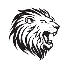 Obraz premium Lion-face artwork vector with intricate details and bold lines. furious wild lion on a white background.