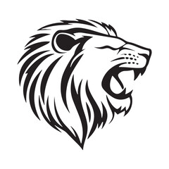 Fototapeta premium Lion-face artwork vector with intricate details and bold lines. furious wild lion on a white background.