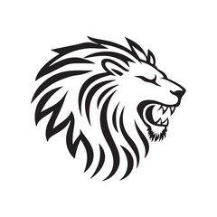 Lion-face artwork vector with intricate details and bold lines. furious wild lion on a white background.