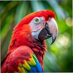 Fototapeta premium portrait of a beautiful colorful ara scarlet macaw