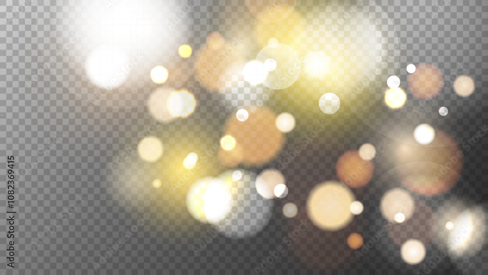 Poster vibrant festive bokeh lights. abstract blurred overlay design. bright blur light effect. transparent