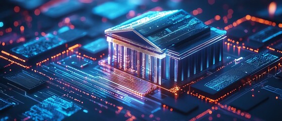 Cloudbased digital banking system with online transactions, money exchange, and secure data handling, cuttingedge technology for financial services and digital advertising