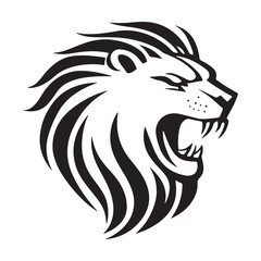 Lion-face artwork vector with intricate details and bold lines. furious wild lion on a white background.