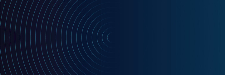 Abstract blue glowing geometric lines on dark blue background. Modern shiny blue circle lines pattern. Futuristic technology concept. Suit for cover, poster, banner, header, website. modern