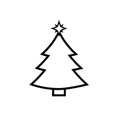 Christmas tree icon, isolated Xmas fir symbol, graphic design template, vector illustration