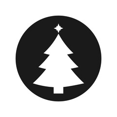 Christmas tree icon, Xmas symbol, flat design template, vector illustration