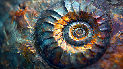 Abstract Spiral Pattern of a Fossilized Shell