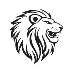 Fototapeta premium Lion-face artwork vector with intricate details and bold lines. furious wild lion on a white background.