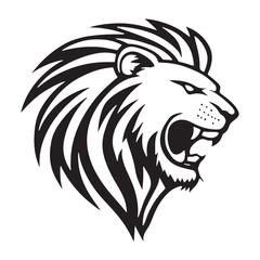 Obraz premium Lion-face artwork vector with intricate details and bold lines. furious wild lion on a white background.