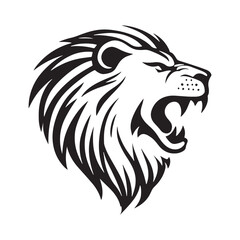 Fototapeta premium Lion-face artwork vector with intricate details and bold lines. furious wild lion on a white background.