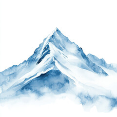 majestic snowy mountain peak in serene watercolor style, showcasing beauty of nature and tranquility. cool blue tones evoke sense of calm and wonder