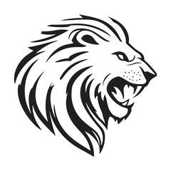 Obraz premium Lion-face artwork vector with intricate details and bold lines. furious wild lion on a white background.