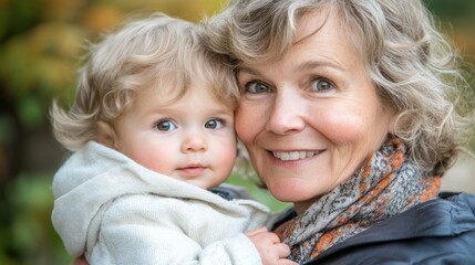 Close-up Portrait of a Grandmother and Grandchild