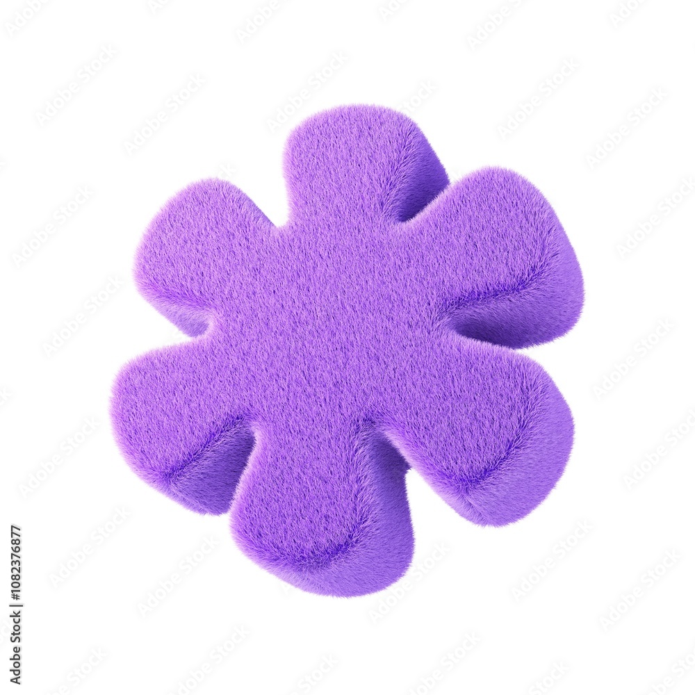 Poster plush flower shape isolated on white background. 3d rendering.