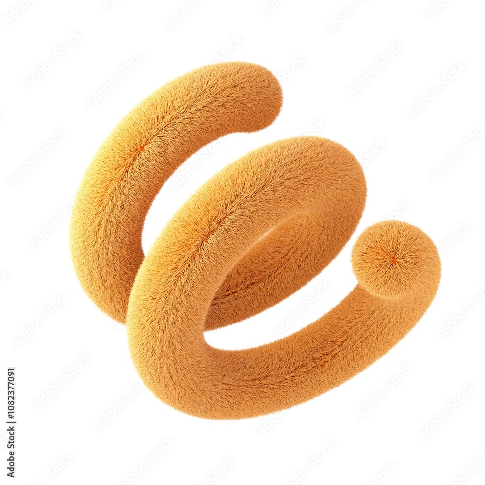 Canvas Prints abstract shape made of orange fur, isolated on white background. 3d rendering.
