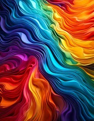 Obraz premium Abstract art, where vibrant rainbow colors dance harmoniously, creating a mesmerizing and eye For Fabric cloth background