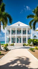Fototapeta premium Historic Key West plantation with private coral reef and tropical gardens, restored Florida Keys estate