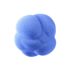 Abstract shape made of blue fur, isolated on white background. 3d rendering.