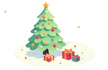 Beautiful christmas tree. Christmas tree gifts, great design for any purposes. Holiday greeting card design. New year symbol.