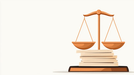 Economy deficit concept. Legal scales symbolize justice and balance on stacked books