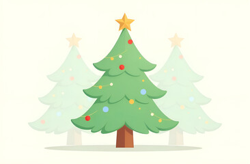 Fototapeta premium Simple green Christmas tree with colourful presents seasonal theme concept