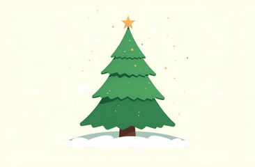 Simple green Christmas tree with colourful presents seasonal theme concept