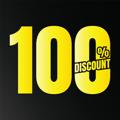 100% discount deal sign icon, 100 percent special offer discount vector, 100 percent sale price reduction offer design, Friday shopping sale discount percentage icon design