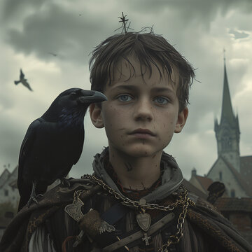 boy with a crow