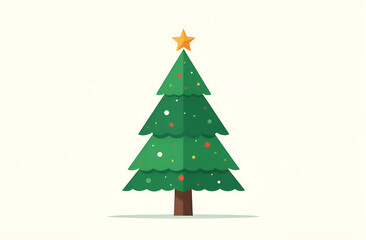 Obraz premium Simple green Christmas tree with colourful presents seasonal theme concept