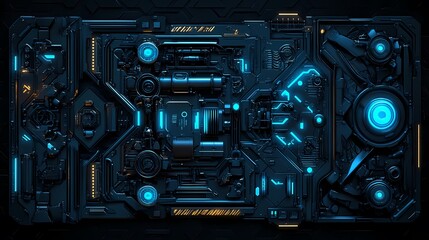 Fototapeta premium Digital technology blue mechanical structure illustration poster background