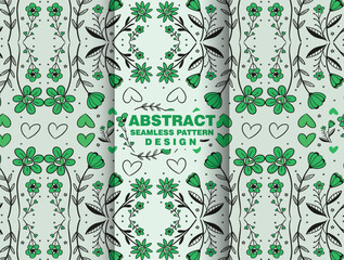 Modern green plant flower textile illustration pattern template