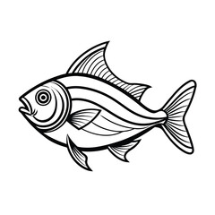 Hilsa, hilsha, ilisha design, labeled line art and linocut vector silhouette illustration.