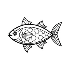 Hilsa, hilsha, ilisha design, labeled line art and linocut vector silhouette illustration.