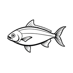 Hilsa, hilsha, ilisha design, labeled line art and linocut vector silhouette illustration.