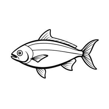 Hilsa, hilsha, ilisha design, labeled line art and linocut vector silhouette illustration.