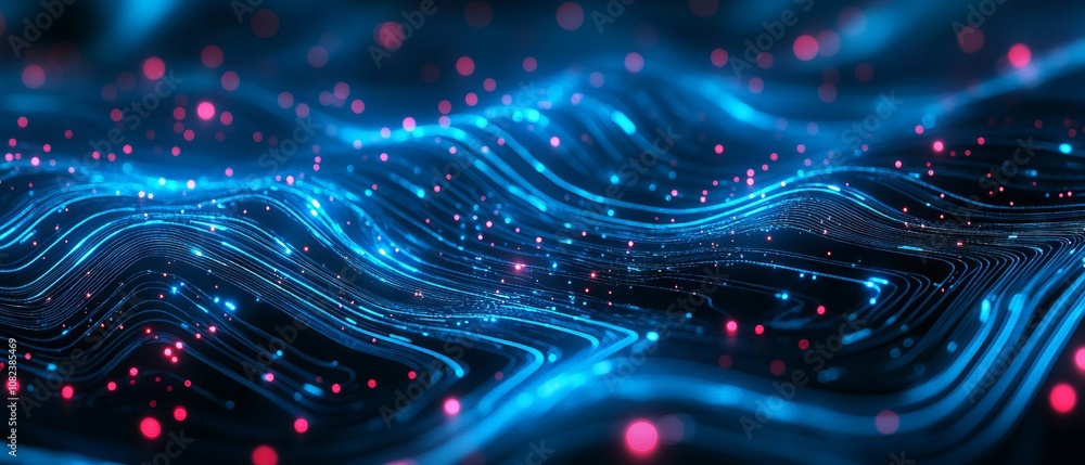 Poster abstract digital technology background with glowing grey plexus, interconnected points and lines, bi