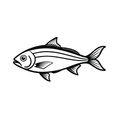 Hilsa, hilsha, ilisha design, labeled line art and linocut vector silhouette illustration.