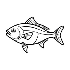 Hilsa, hilsha, ilisha design, labeled line art and linocut vector silhouette illustration.