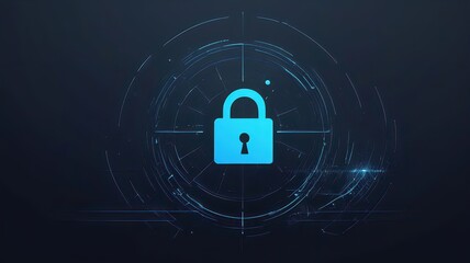 A cyber interface leveraging advanced technology to enhance security against hackers. Digital Lock Symbol on Abstract Background