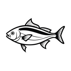 Hilsa, hilsha, ilisha design, labeled line art and linocut vector silhouette illustration.