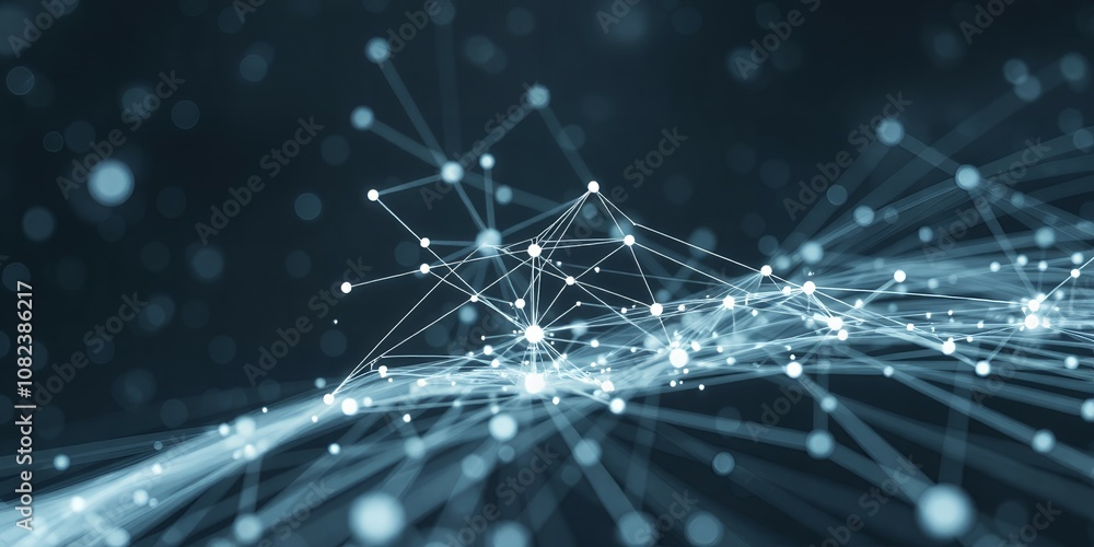Poster abstract network with glowing dots.