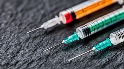 Three Syringes on a Black Surface